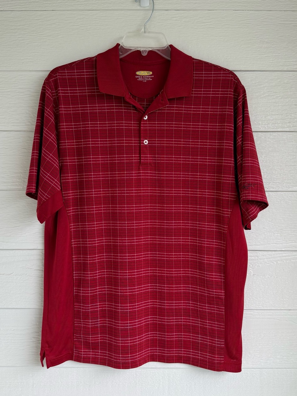 Greg Norman Play Dry Red Striped Short Sleeve Polo Shirt Men’s Size Large